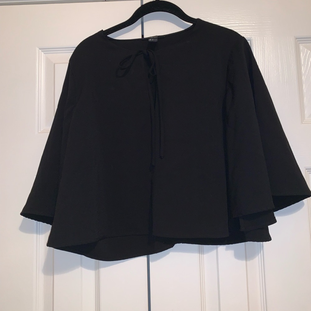 Forever 21 Black Bell Sleeve Blouse